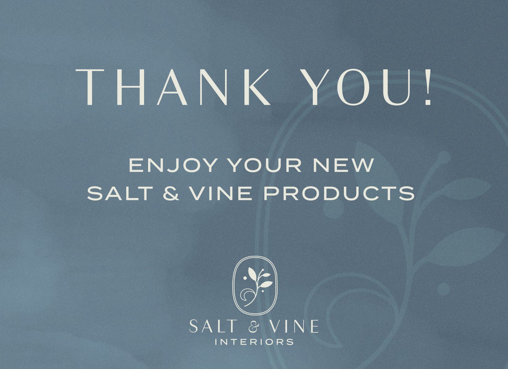 A thank you card from salt & vine interiors