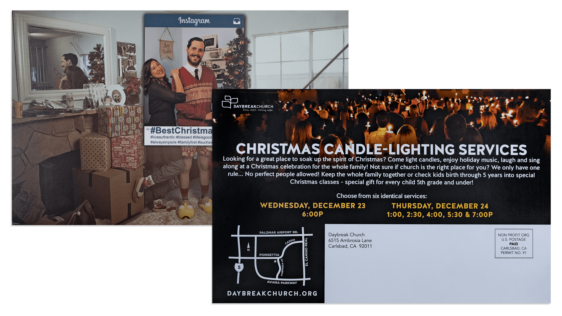 An advertisement for christmas candle lighting services