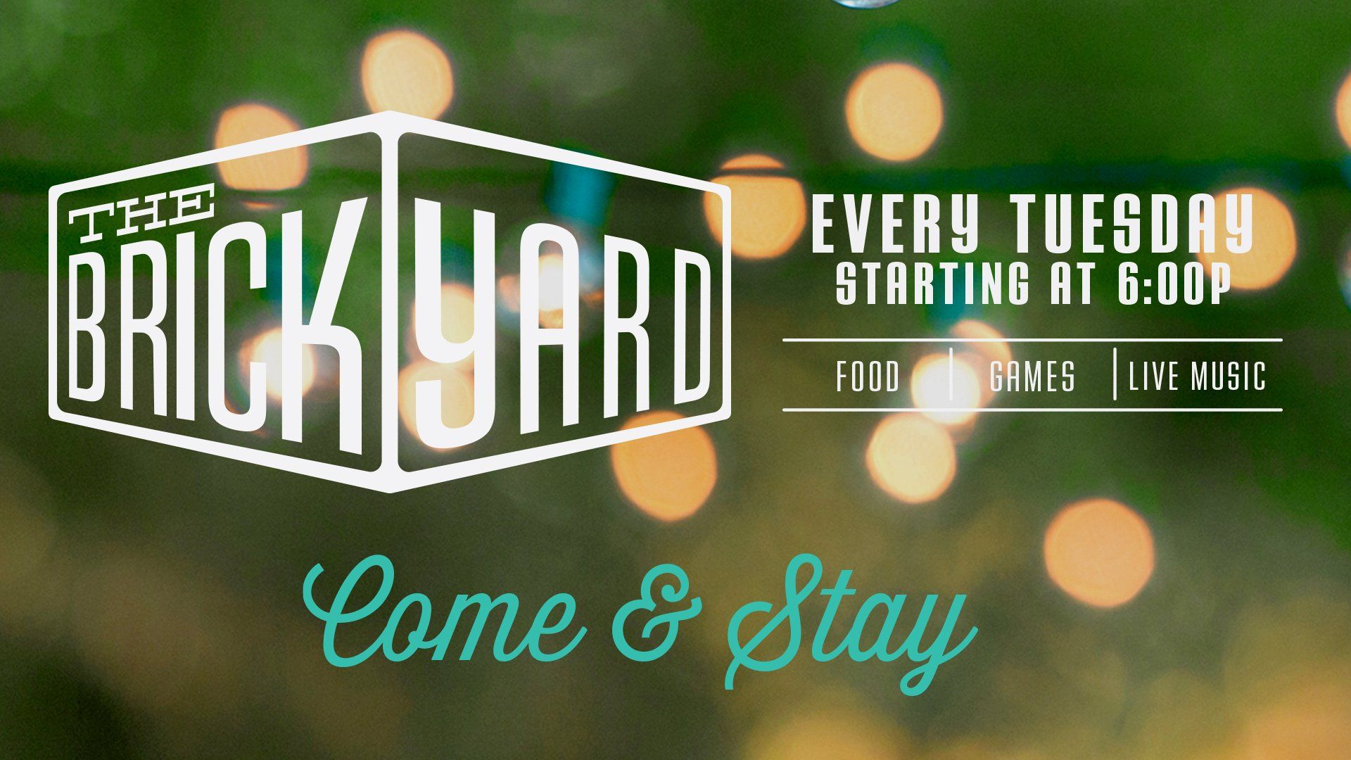 A poster for the brickyard that says come and stay