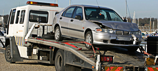 blue tow truck