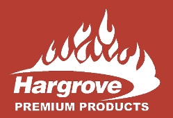 Hargrove Premium Products logo: white flames over the word 