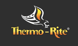 Thermo-Rite logo with an eagle design over a black background.