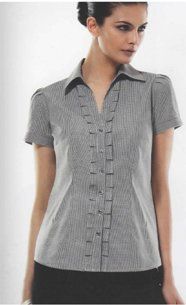 woman posing in grey shirt