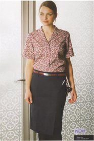 woman wearing red pattern shirt