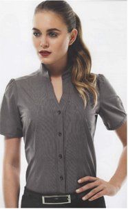 woman wearing grey blouse