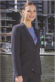 woman wearing navy blue formal clothes