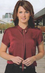 woman wearing dark red blouse