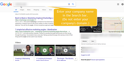 instruction image for googling company name for google reviews