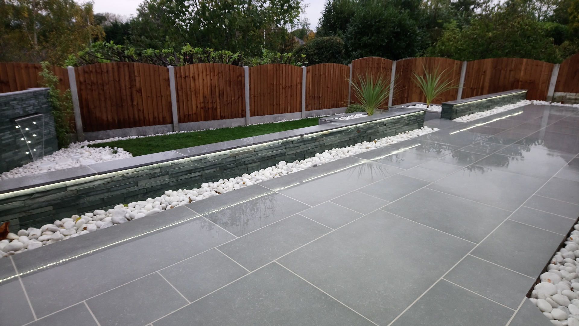 Walled grey and white Garden Landscape design.
