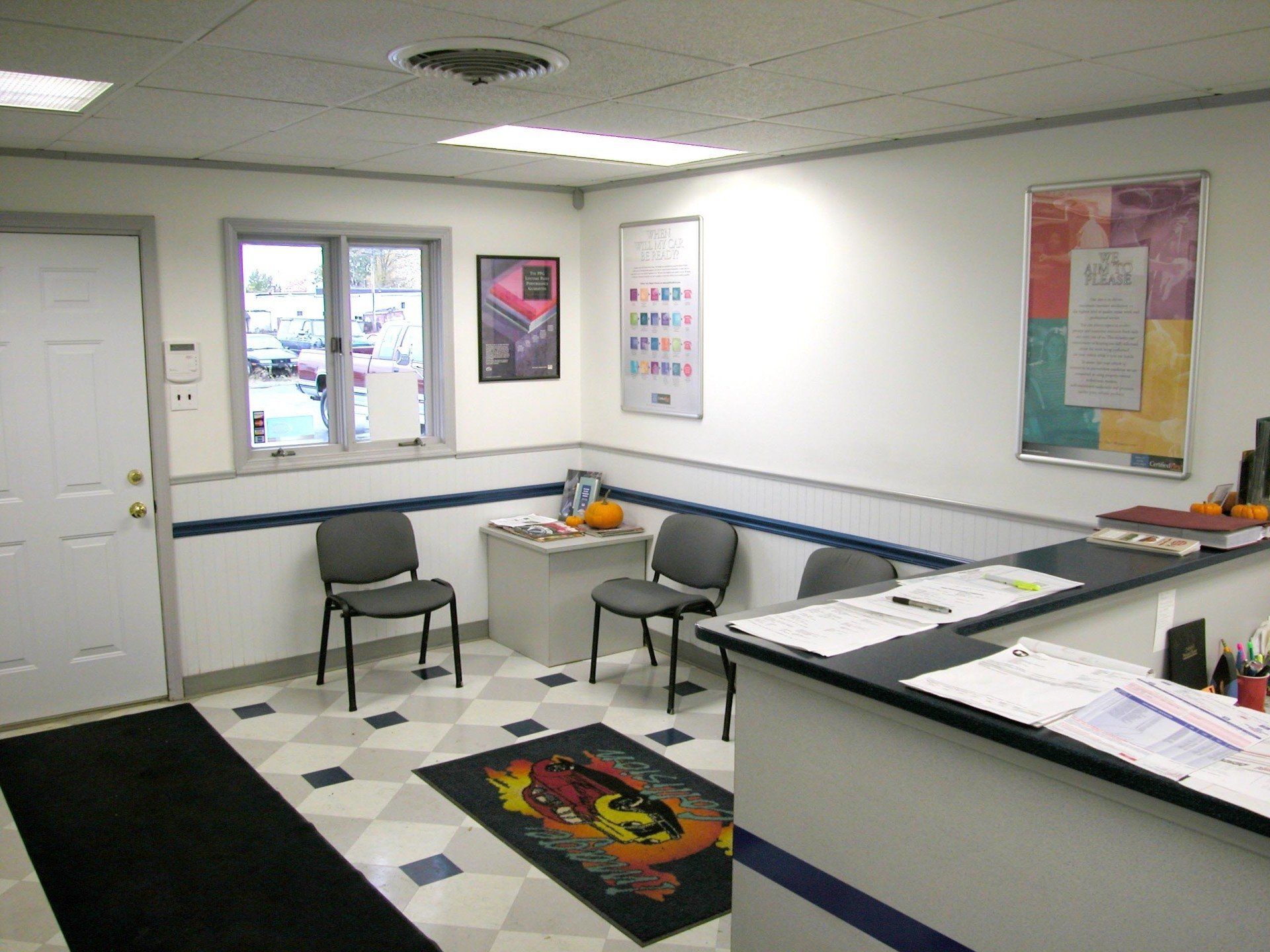 Auto Shop Waiting Room.