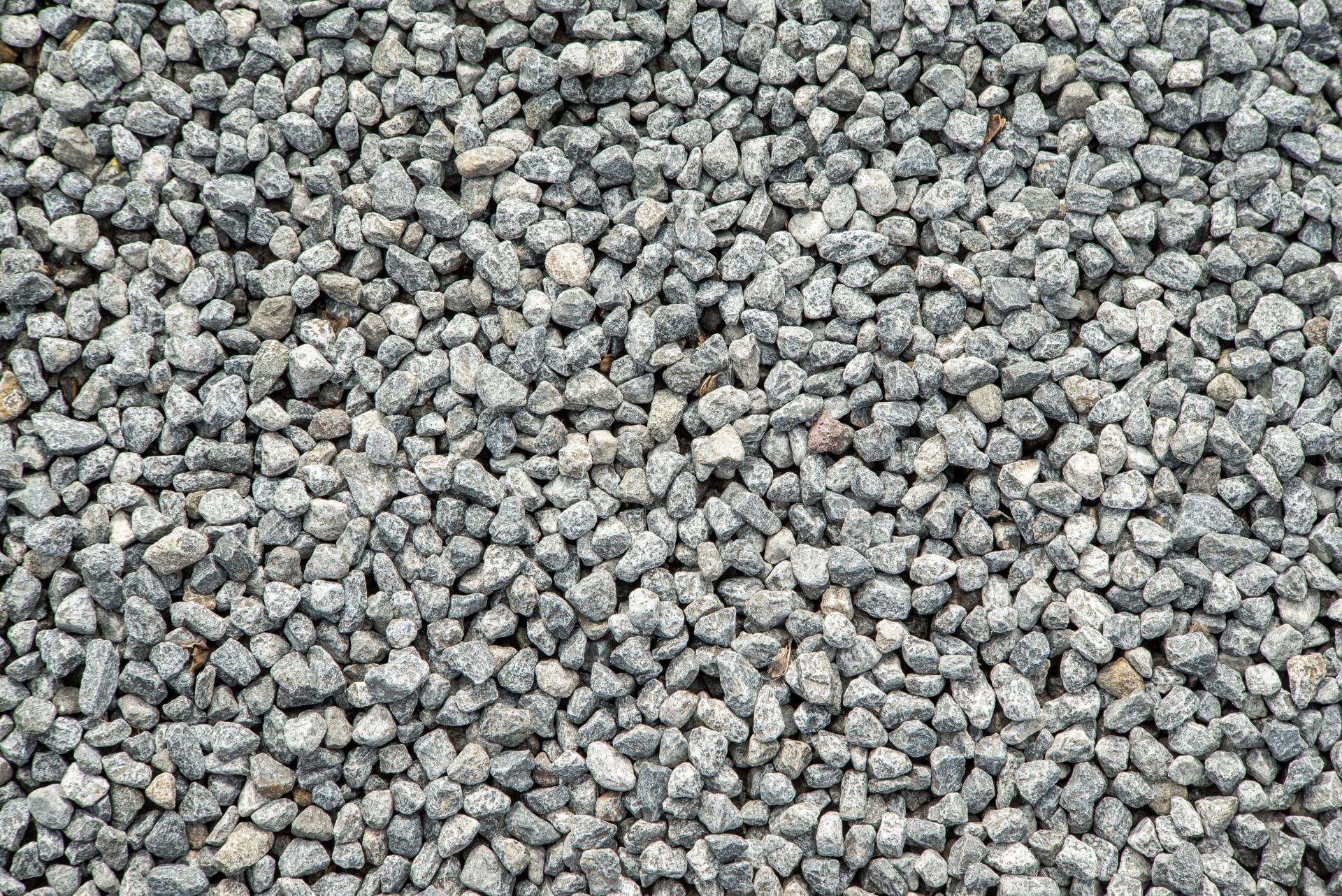 Close-up of small gray gravel stones covering the ground