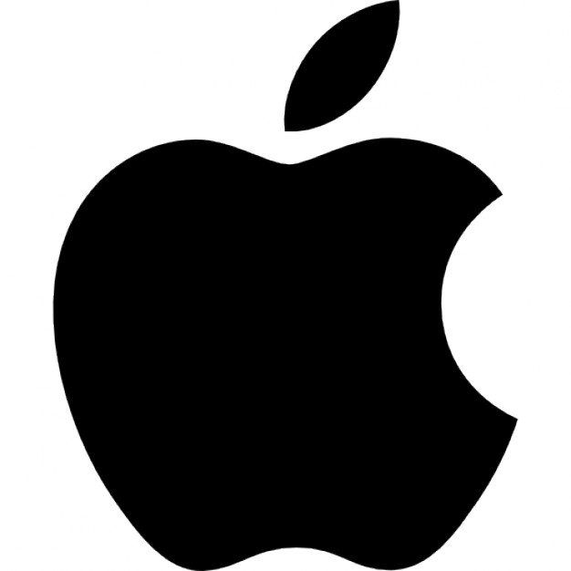 Black Apple logo silhouette on a white background