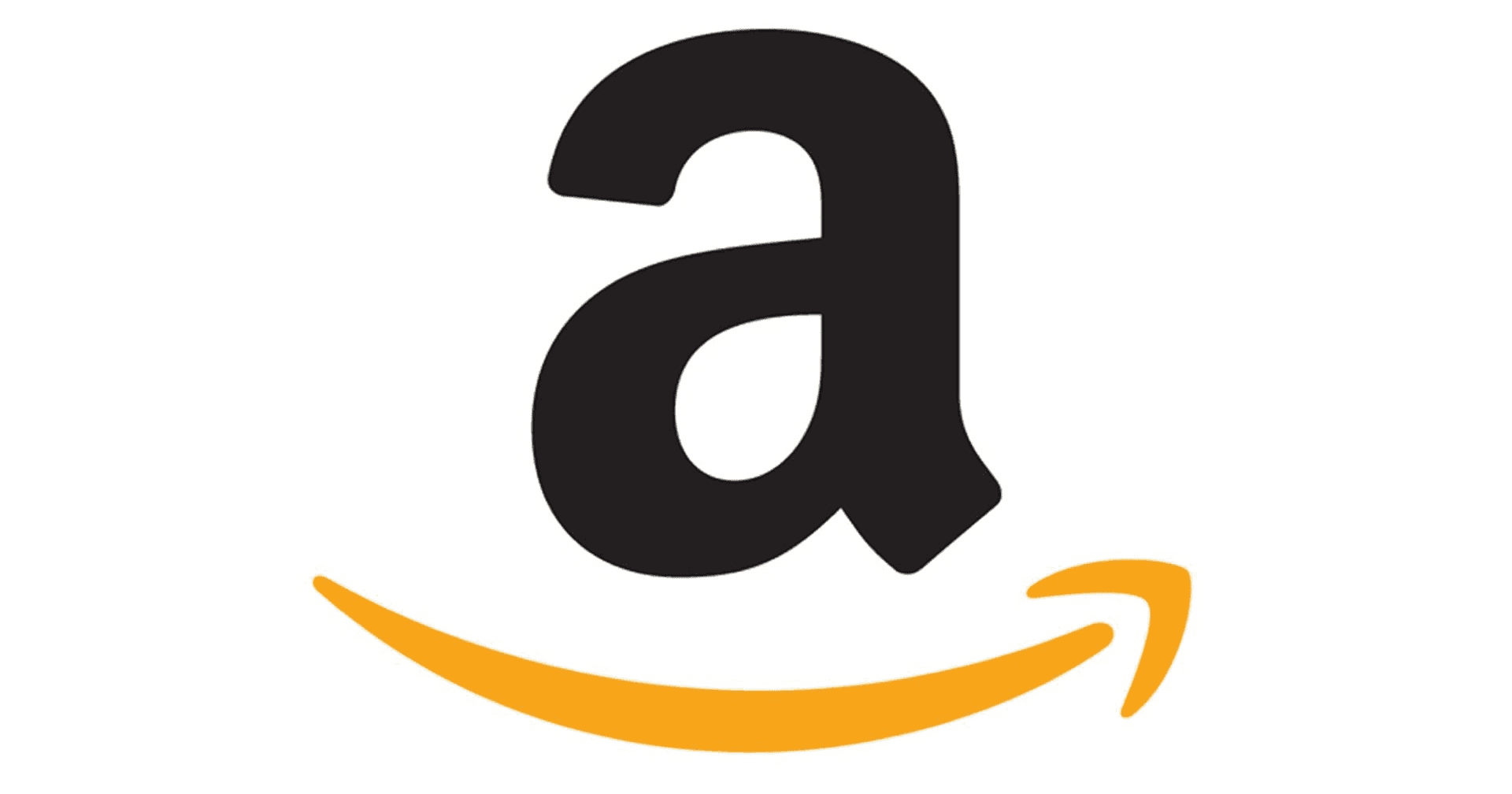 Amazon logo with black lowercase “a” and orange smile arrow on a white background