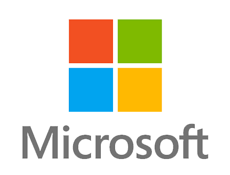 Microsoft logo with four colored squares: red, green, blue, and yellow above the word Microsoft