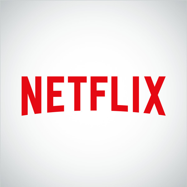 Red Netflix logo on a light gray background