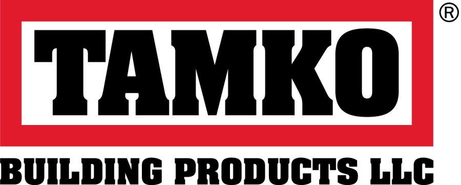 TAMKO Building Products LLC logo with black text on red and white background.