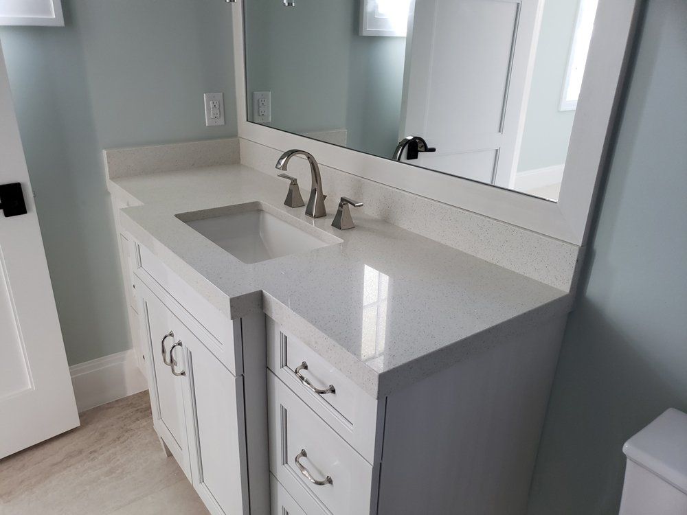 White Bathroom Countertop — Naples, FL — Rain Forest Marble Inc.