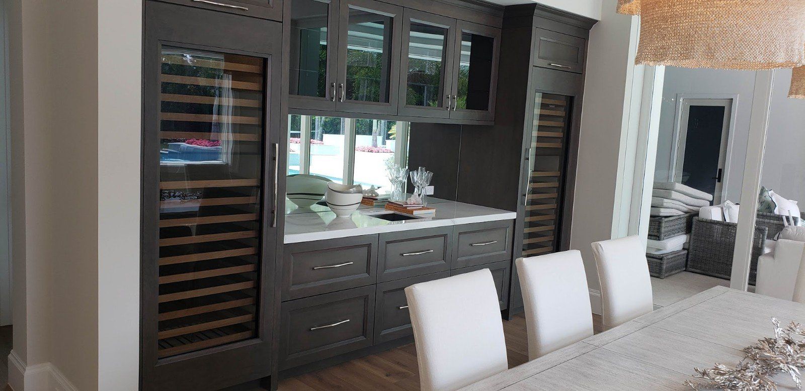 Dark Brown Wooden Cabinets — Naples, FL — Rain Forest Marble Inc.