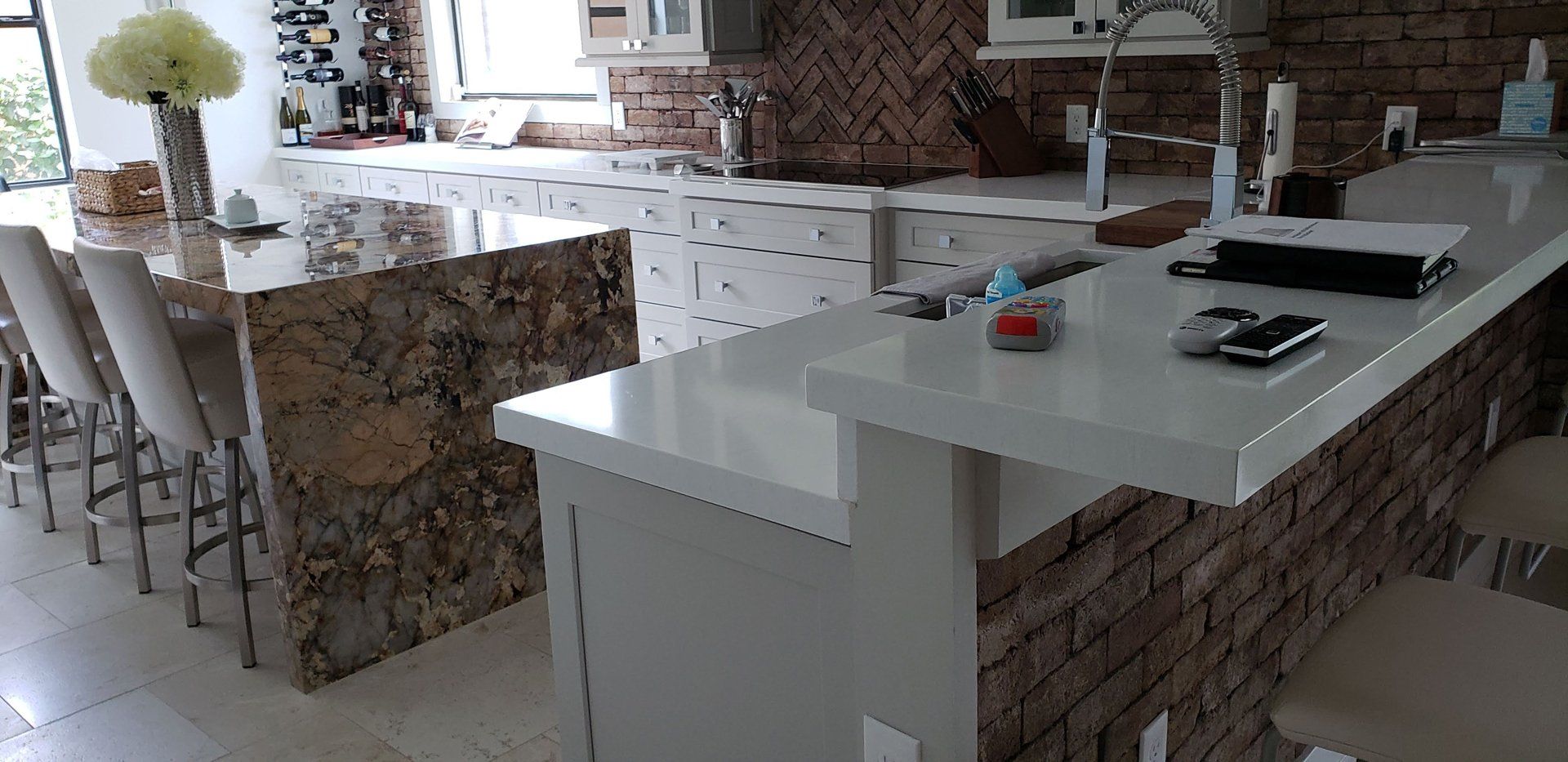 Newly Fabricated Modern Countertop 2nd Angle — Naples, FL — Rain Forest Marble Inc.