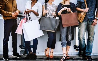 Group of girls after shopping