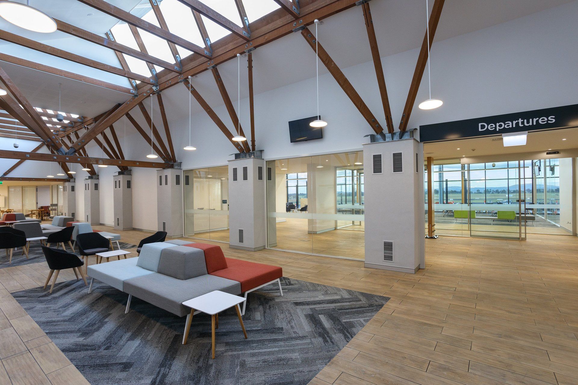 Departures waiting area with chairs at armidale airport