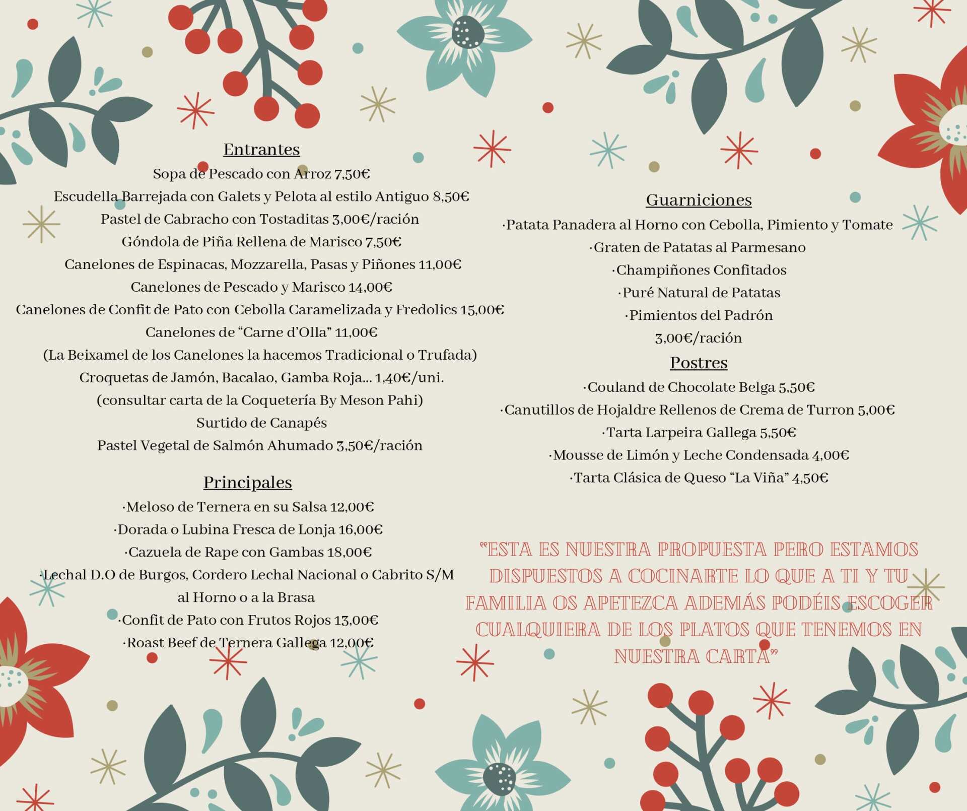 Carta Navidad Mesón Pah-i