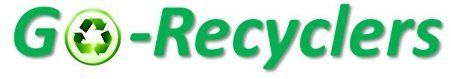 A green and white logo for go recyclers