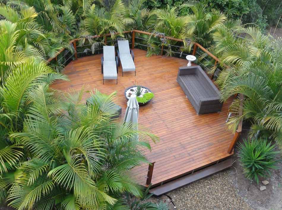 backyard deck with furniture