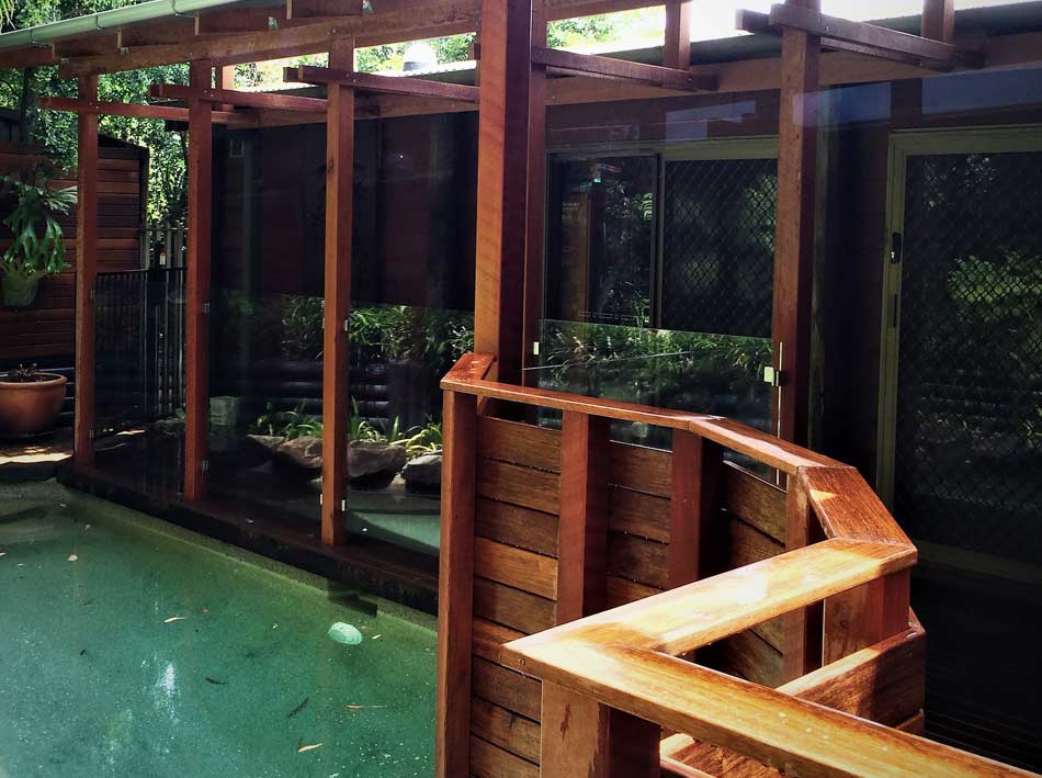 wood fence around pool