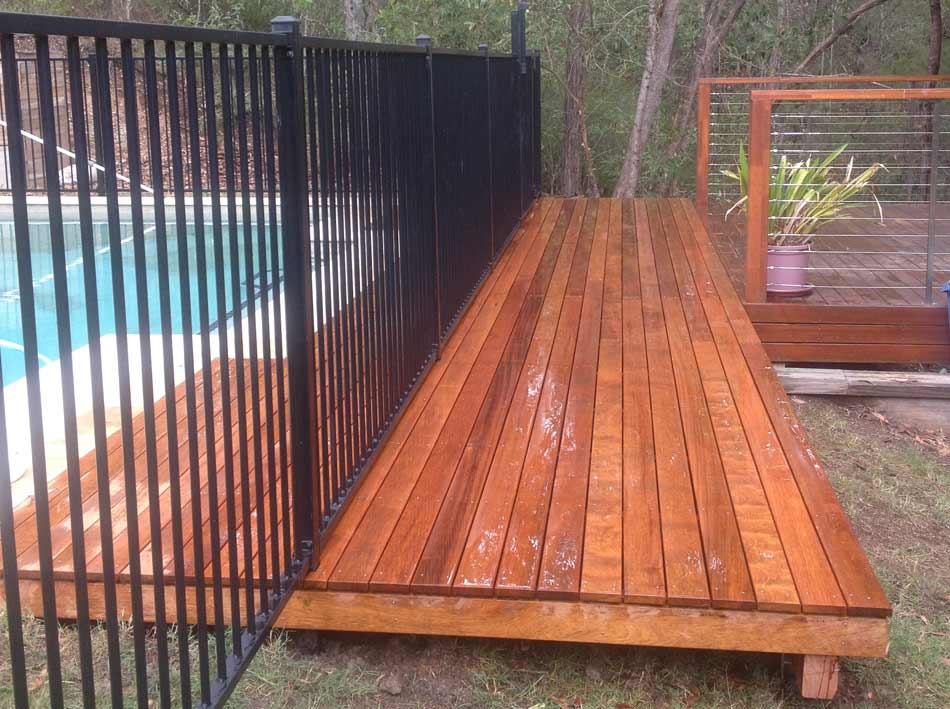 deck with black fence