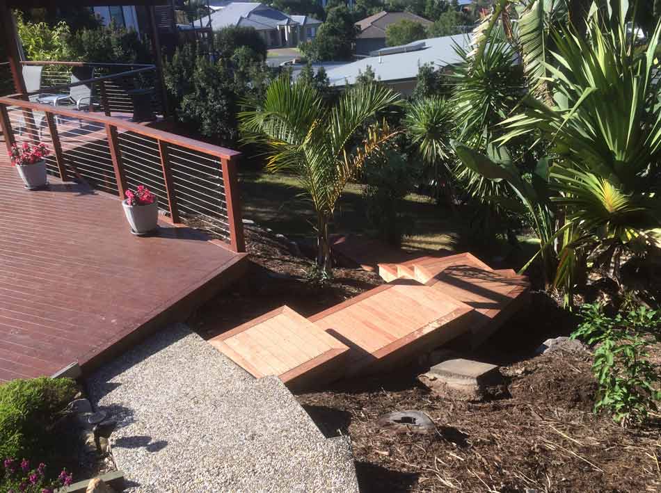 steps going off timber decks