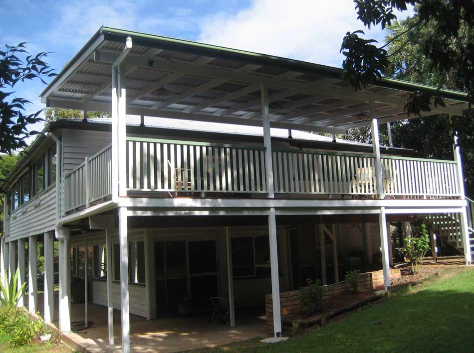 raised white timber deck