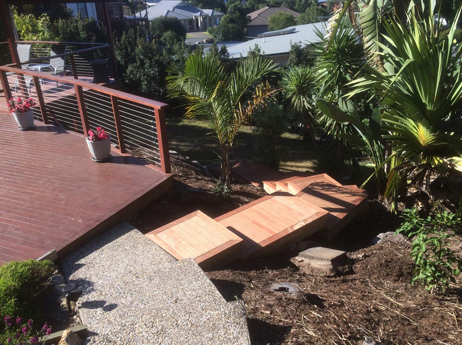 wood steps off patio