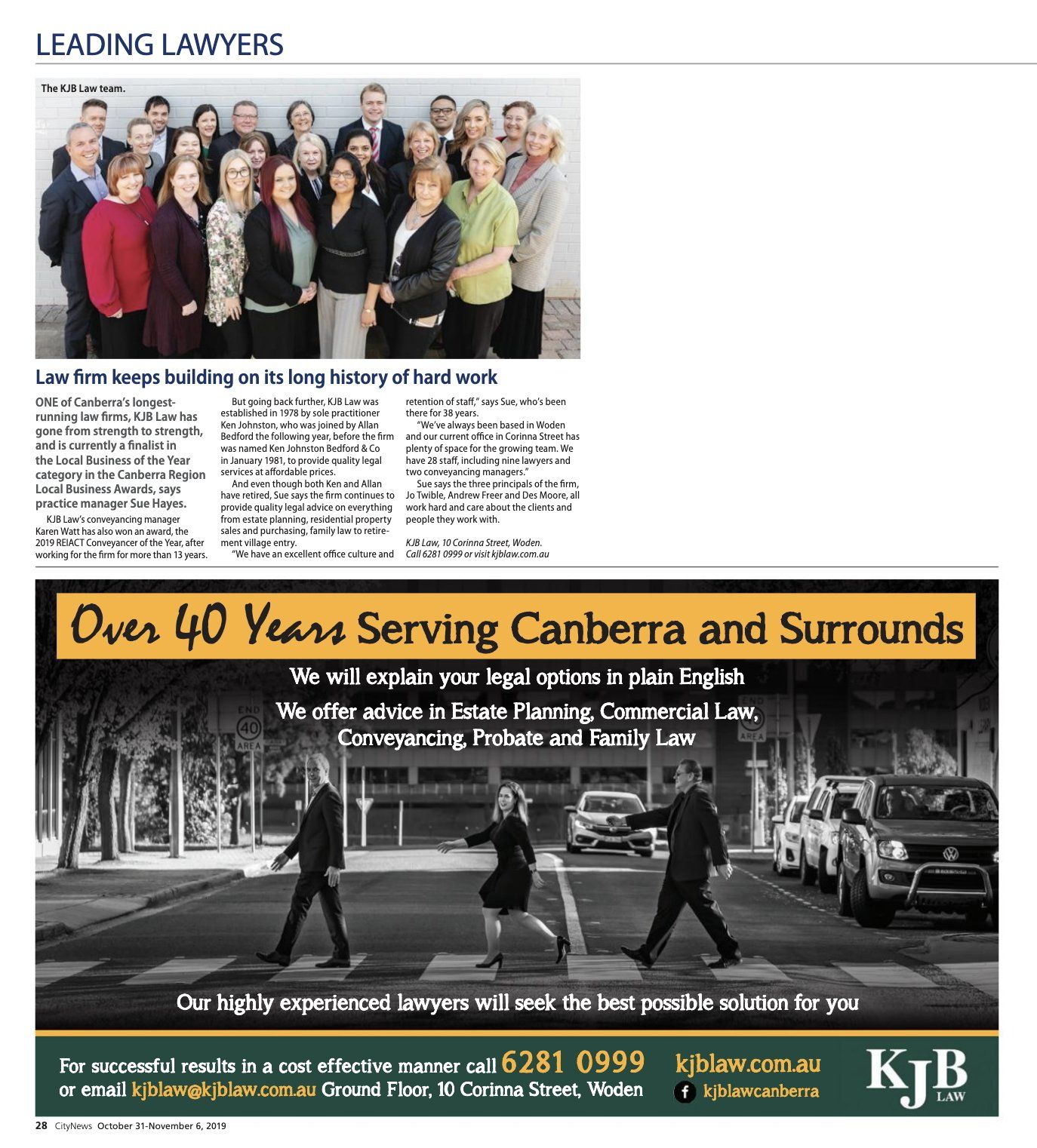 Group of lawyers and a business advertisement serving Canberra.