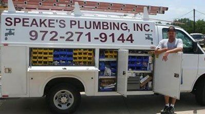 Grant Speak next to van - Plumbing in Garland, TX