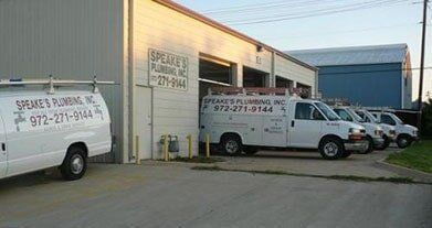 Speake's Plumbing, Inc. building with vans Speake's Plumbing, Inc. building with vans