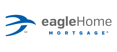 The logo for eagle home mortgage has a blue bird on it.