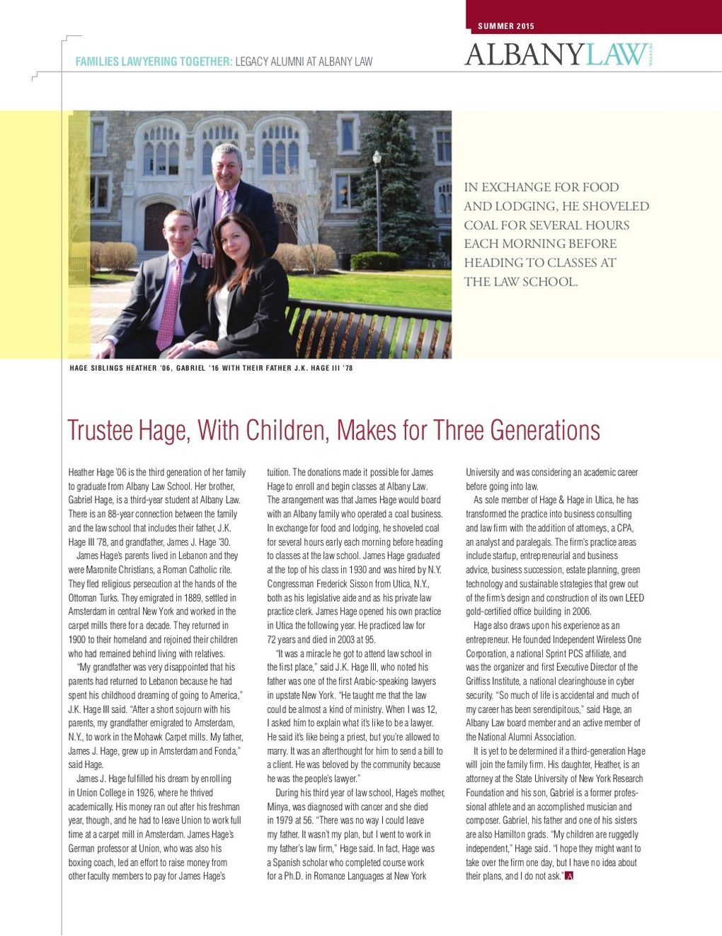 Albany Law School Article — Utica, NY — Hage & Hage LLC