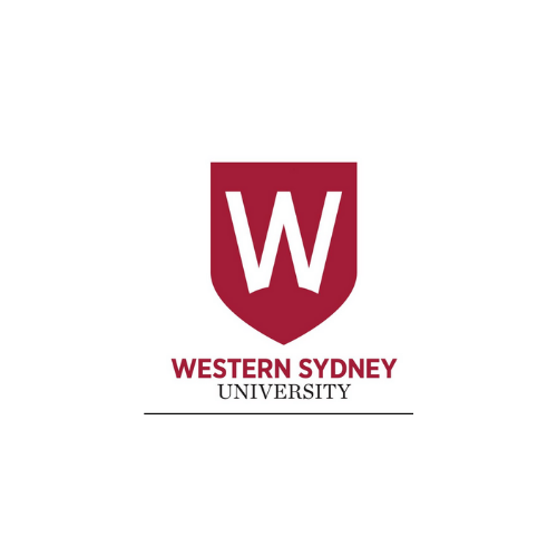The logo for western sydney university is a red shield with the letter w on it.