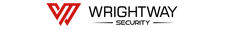 A red and black logo for wrightway security