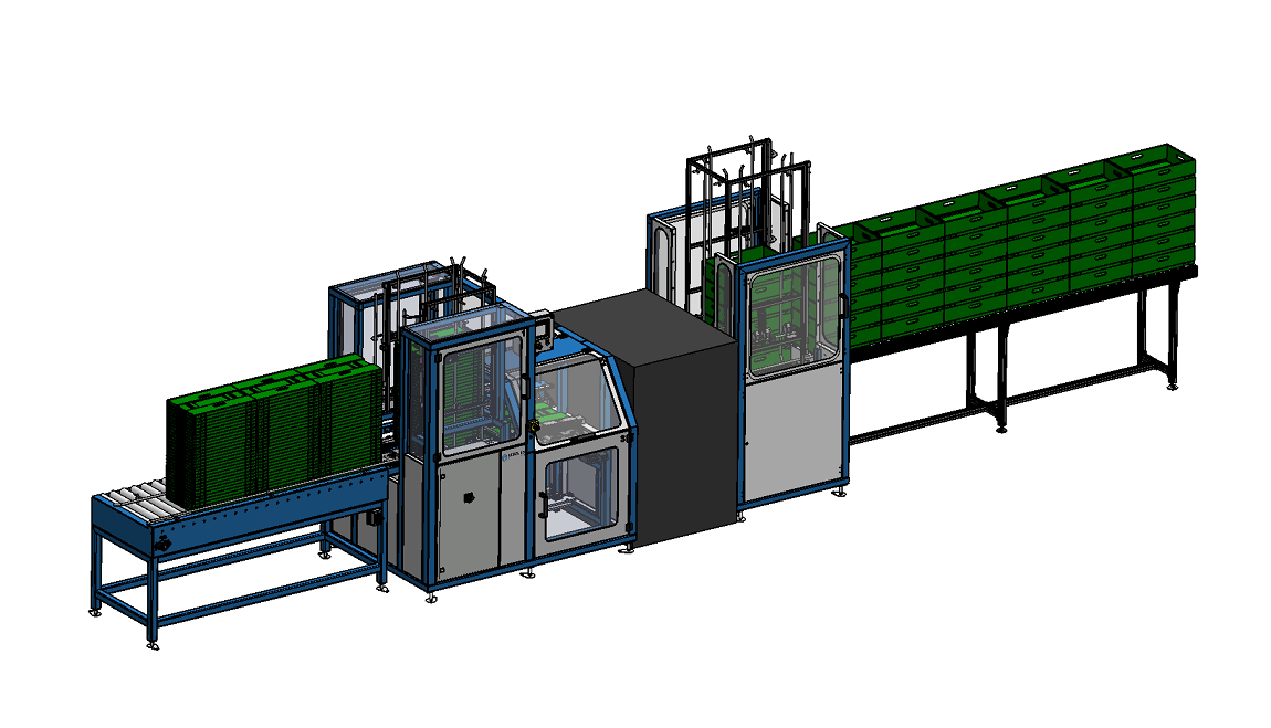 Volautomatische klapkrattenuitvouwmachine voor internationale voedselverwerker - Reintjes Systems