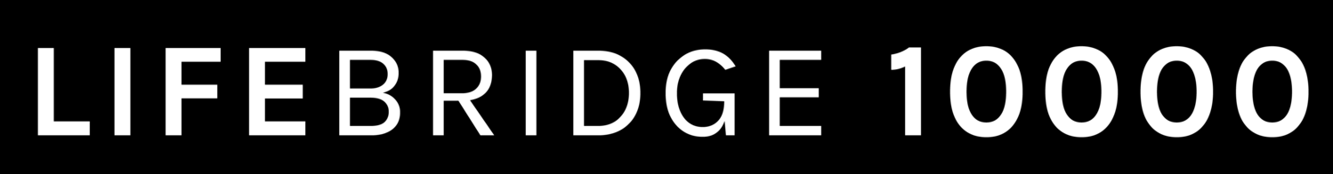 A black background with white text that says lifebridge 10000
