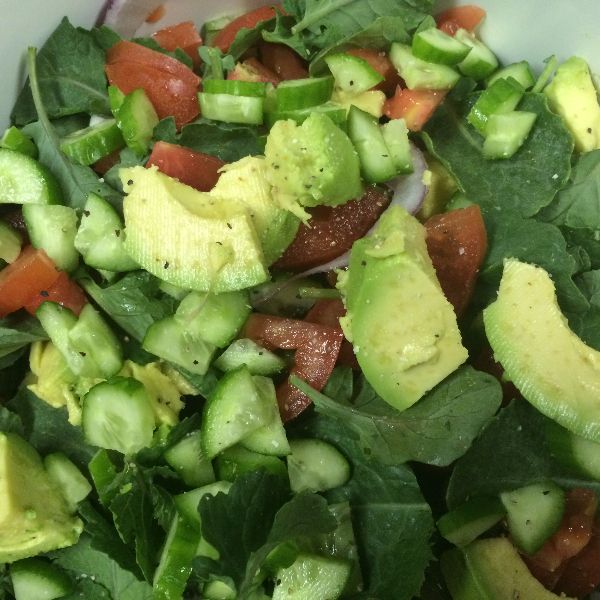 Avocado, Kale, Tomato, Cucumber Salad 