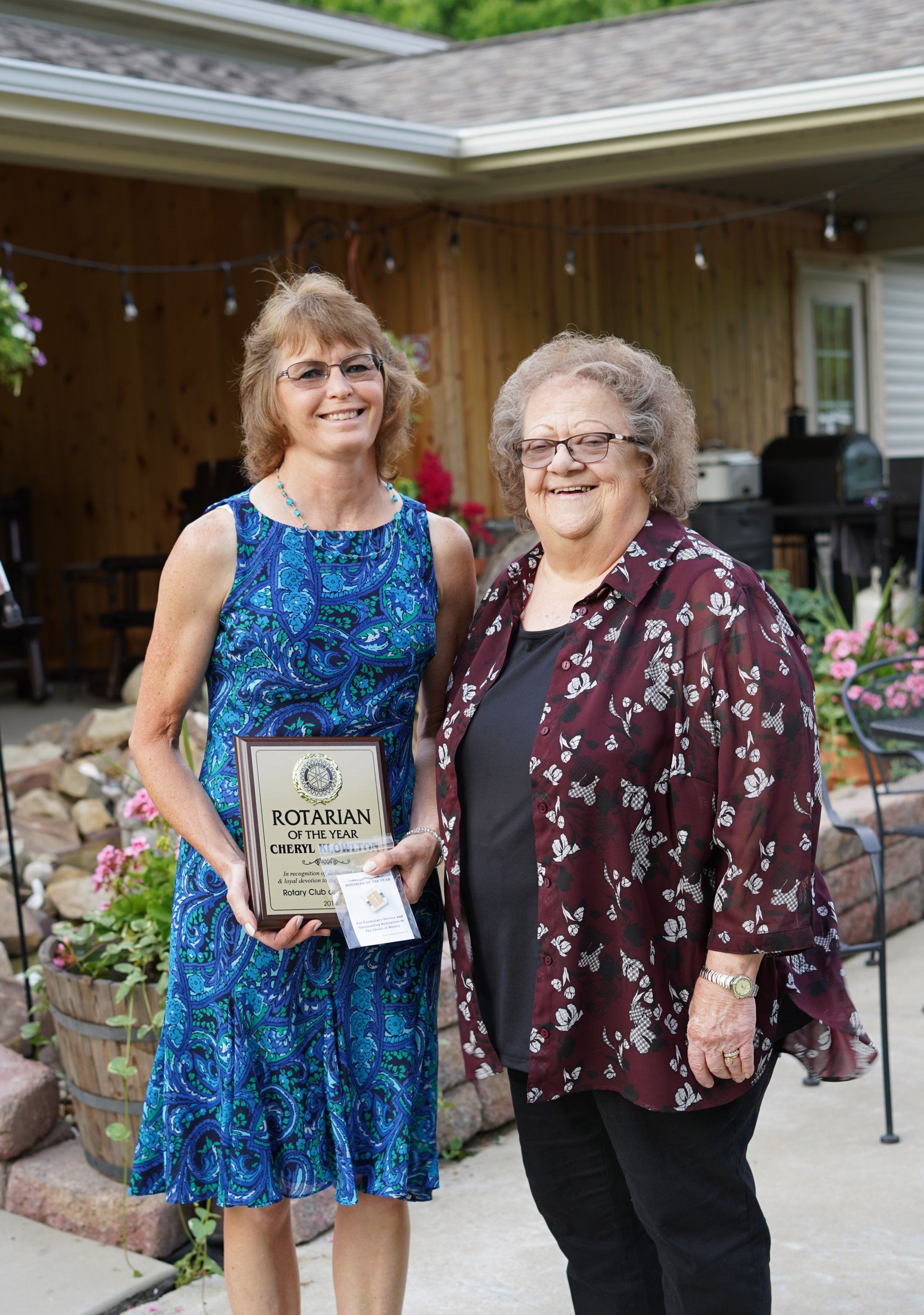 Rotarian of the Year, Cheryl Knowlton (r) pictured with 2018-19 club president Gloria Martinek Rotarian of the Year, Cheryl Knowlton (r) pictured with 2018-19 club president Gloria Martinek