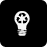 Black circle with white lightbulb containing a recycling symbol.