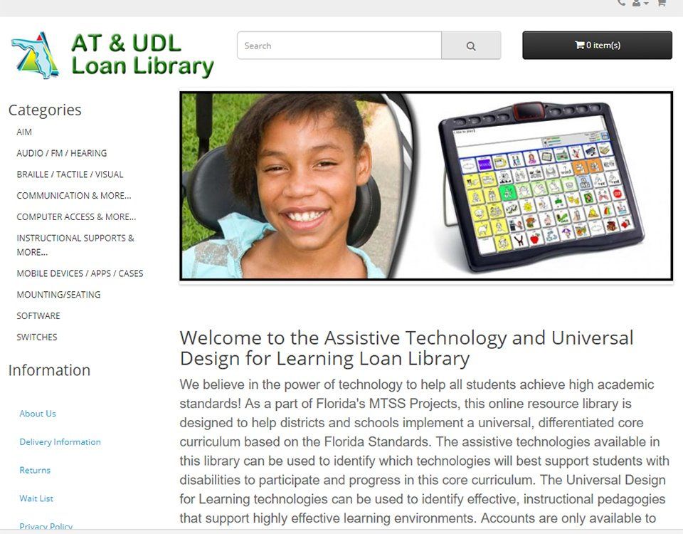 screenshot of the loan library page