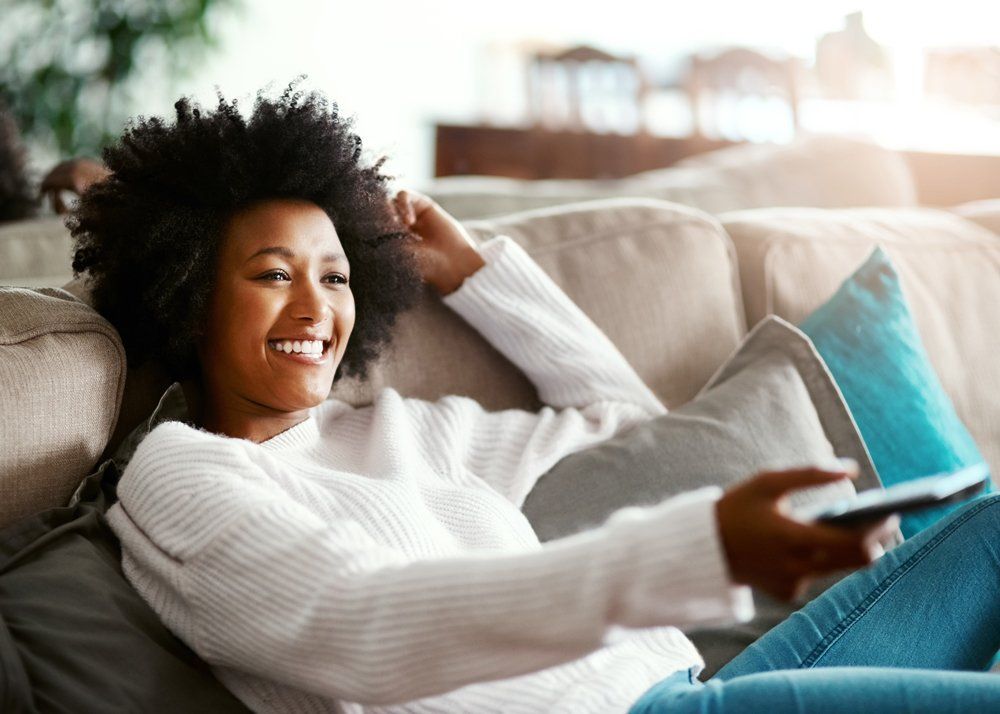 woman watching tv