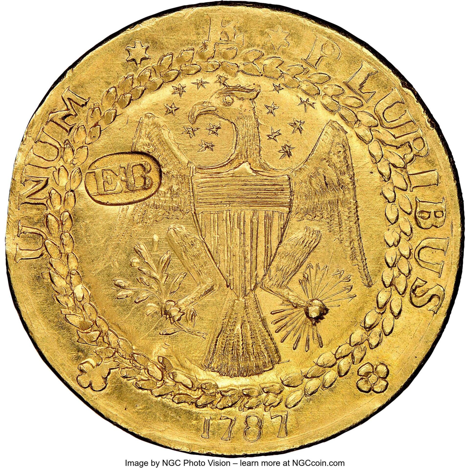 Most expensive coin sold at auction: world record set by The 1787 New York-Style Brasher Doubloon