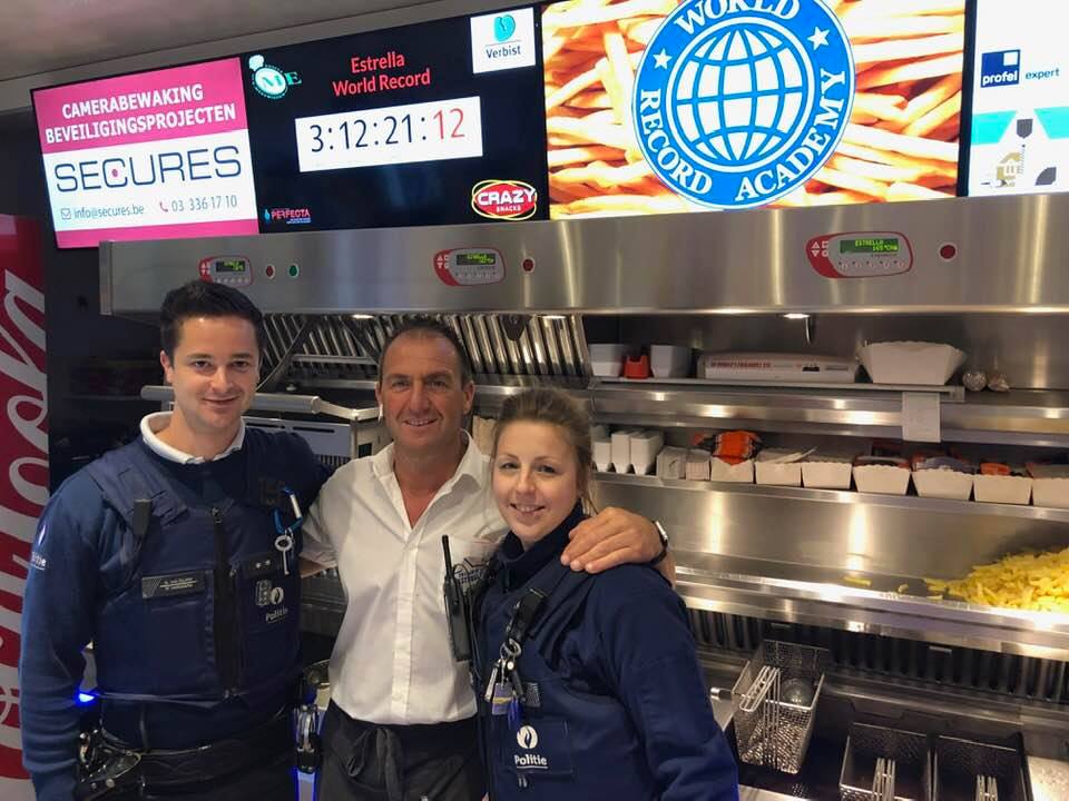 Luc Driesen, who runs the chippie ‘Friteria Estrella’ in the town of  Malle in the Belgian province of Antwerp, has become the new world  record holder for the Longest French Fries Cooking Marathon  after preparing the country’s favorite snack for a total  of five days, six hours and 15 minutes, according to the World Record Academy.