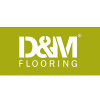 The logo for d & m flooring is on a green background.